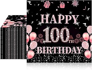 40pcs 100th Birthday Decorations for Women, Vintage 1925 Disposable Paper Napkins for Wedding Anniversary Party Supplies 6.5x6.5 Inches