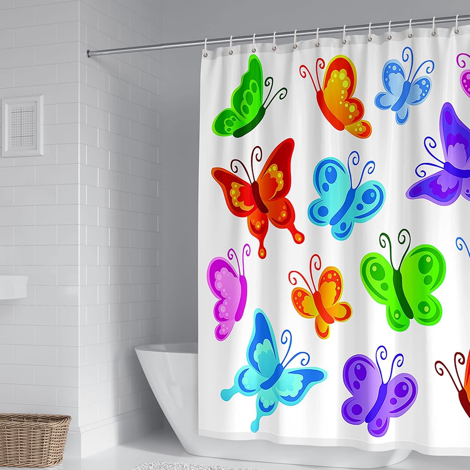 Rideau de douche papillons colorés KnSam pour transformer l'ambiance de votre salle de bain