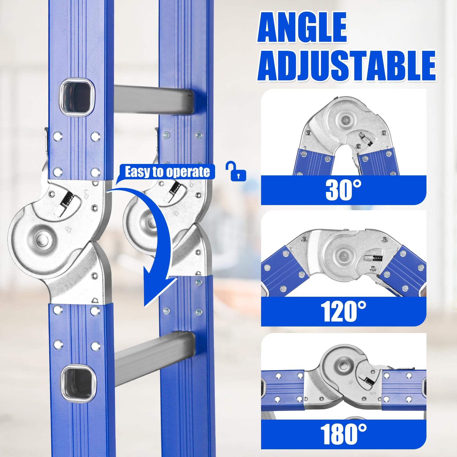 Échelle multifonction en aluminium - 4 x 4 marches - Longueur : 4,7 m - 4 pièces - Charge maximale : 150 kg