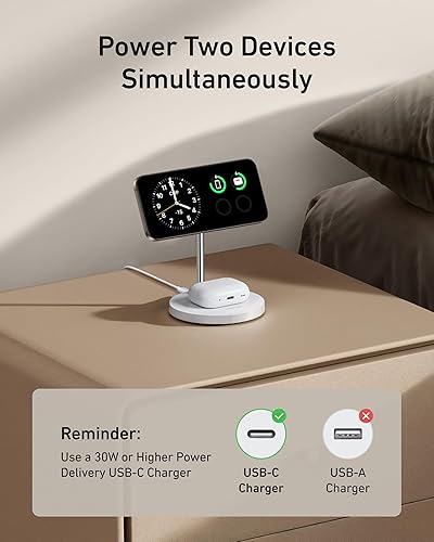 Miniatura 3 de Anker MagGo - Soporte de cargador MagSafe compatible con MagGo, cargador inalámbrico para iPhone 17, estación de carga 2 en 1, certificado Qi2 de