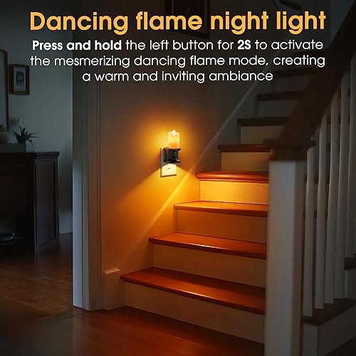 Miniatura 3 de Briignite Luz nocturna sin llama, paquete de 2, luces nocturnas enchufables a la pared, luz nocturna de vela con sensor de luz, luz nocturna LED