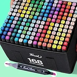 Canetas para Pintar Bobbie Goods, Caneta Touch 168 Cores, para Livro de Colorir, Marcador - Canetinhas Ponta Dupla, Secagem Rápida, Base de Álcool, Não Tóxicas - Para Presente Criativo Antiestresse