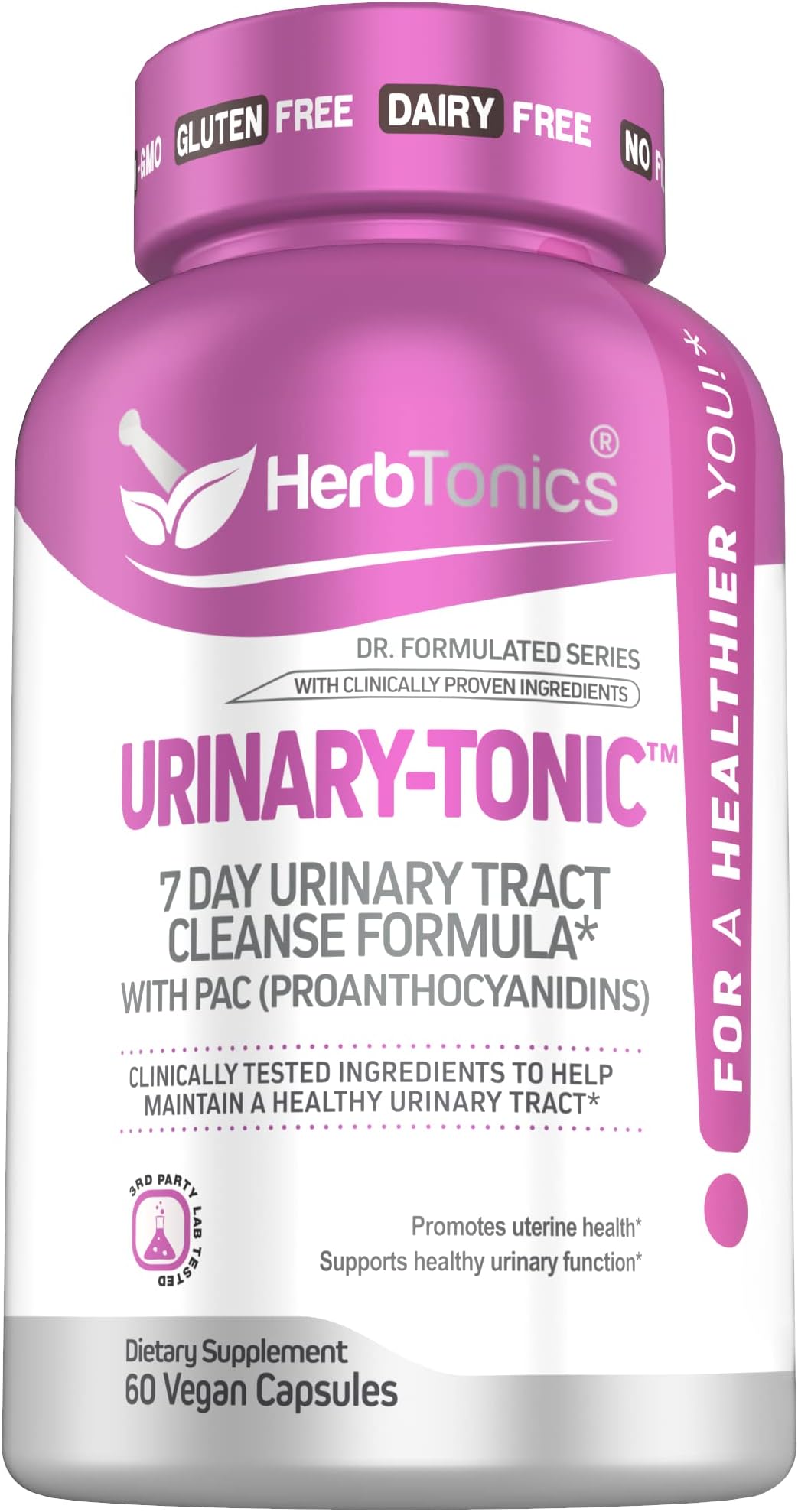 Herbtonics Fast Acting Urinary Tract Cleanse Treatment | Formula UTI with 36 mg PAC | Medical-Grade Cranberry Supplement for Urinary Tract Support (60 Count (Pack of 1))