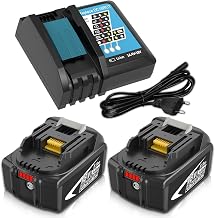 18V 5.5Ah Remplacement pour makita Batterie BL1860B BL1860 BL1850B BL1850 BL1840B BL1840 BL1820 BL1815 BL1825 BL1835 BL1845 avec LED Outils sans Fil (2 x 18V 5,5ah Noir+Chargeur)