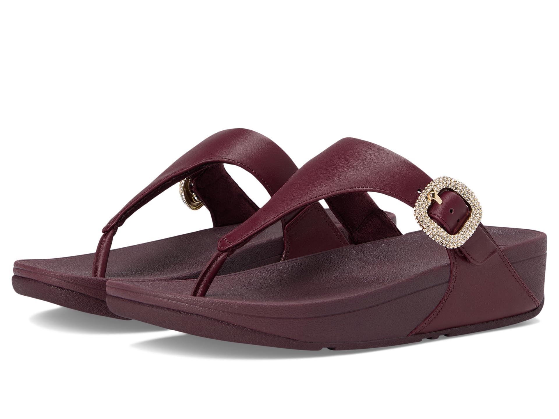FitFlop Women's Lulu Crystal-Buckle Leather Toe-Post Sandal