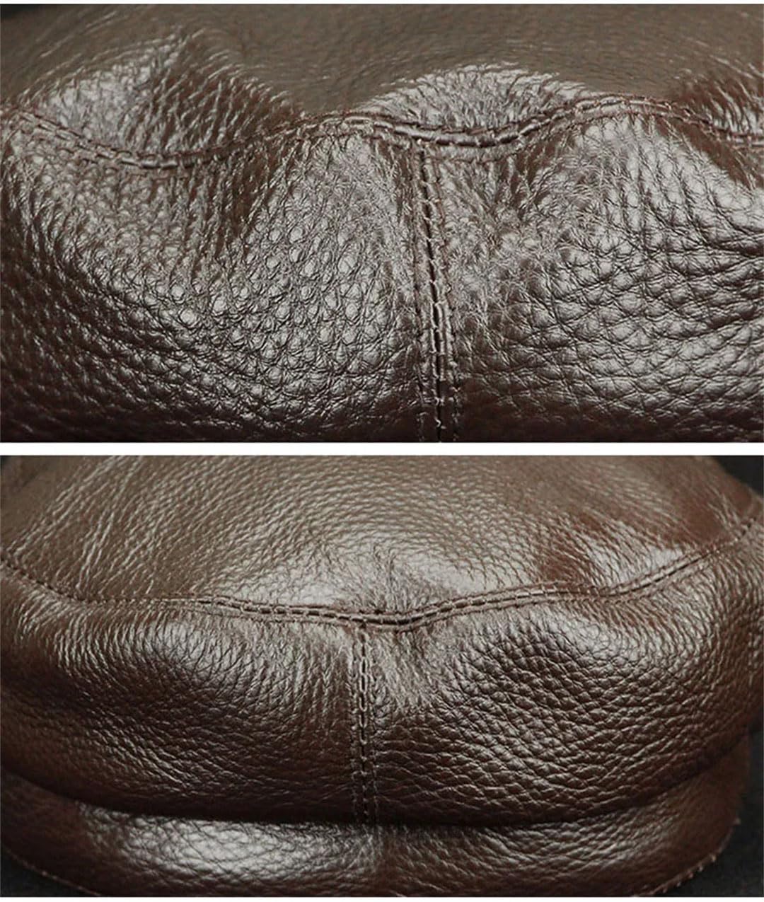 Sombrero retro de piel de vaca auténtica para hombre y mujer, estilo británico, gorra de periódico de grado superior, gorra de calle suave al tacto, marrón, 6 7/8/7