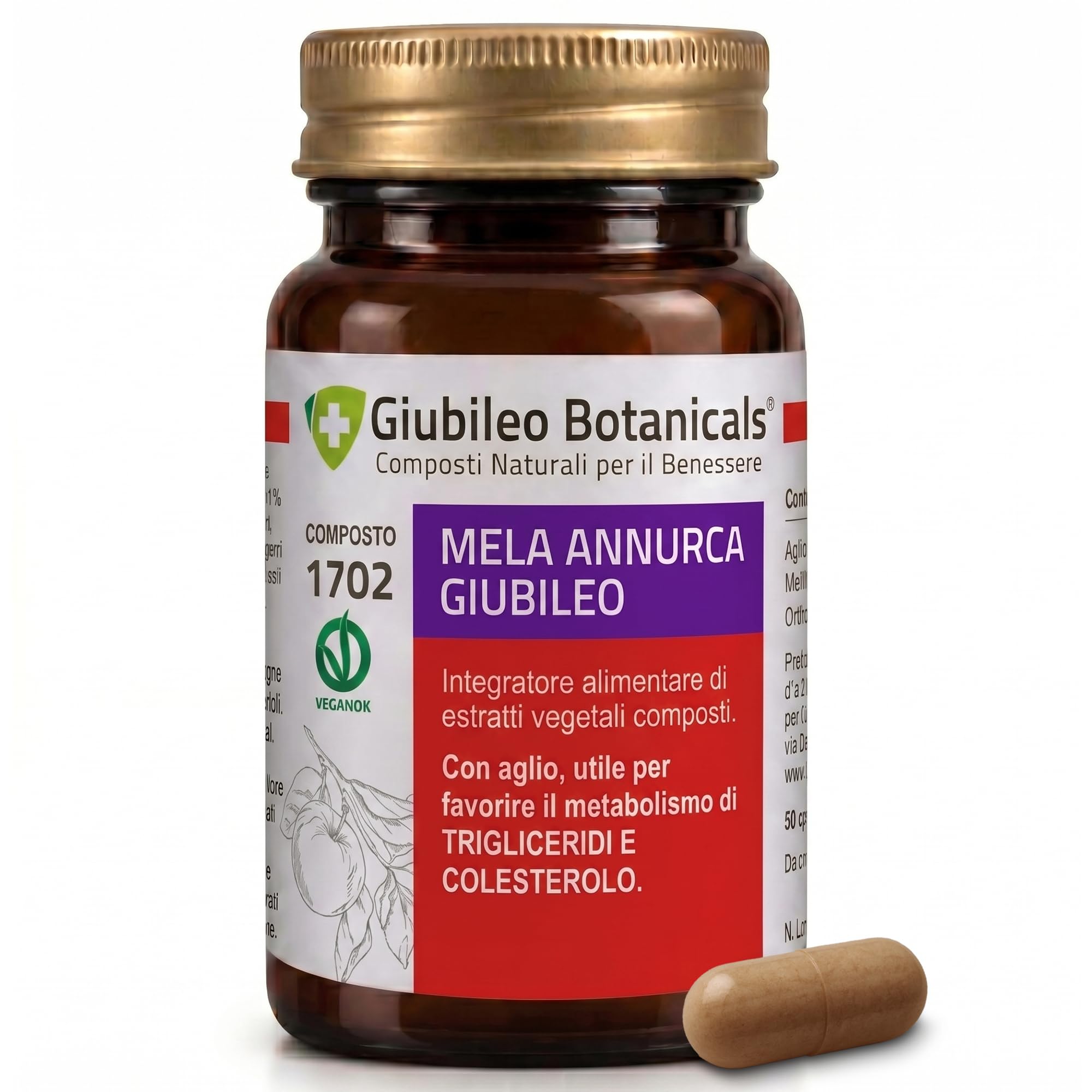 Integratore 100% naturale con MELA ANNURCA Aglio e Melograno - BENESSERE CARDIOVASCOLARE - 50 Capsule