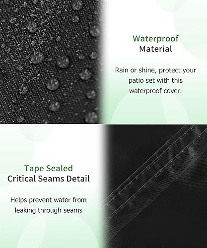 Miniatura 4 de Funda impermeable para muebles de patio, juego de sofá modular para exteriores, extra grande, poliéster Oxford 600D, fundas rectangulares negras