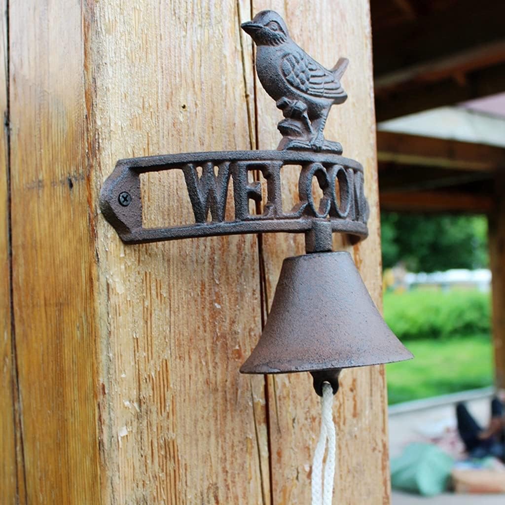 Wall Bell Cast Iron Doorbell Cast Iron Dinner Bell Ship Bell Nautical Bells Dinner Bells for Outside (Black 21.7 * 21 * 11.6cm)
