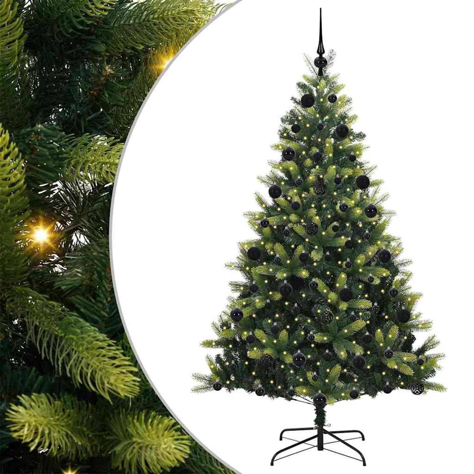 Gecheer Albero di Natale LED 210 cm, Abete Artificiale con Rami Rigogliosi, PVC e PE, Illuminazione Calda per Soggiorni e Giardini