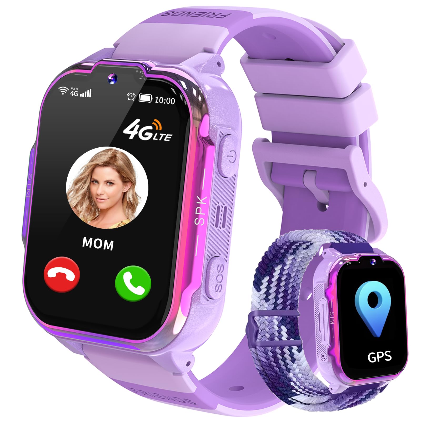 4G Smartwatch dla Dzieci z GPS Połączenia Wideo SOS Gry Budzik Krokomierz Kalkulator Wodoodporny Zegarek Cyfrowy dla Chłopców i Dziewczynek Prezent-