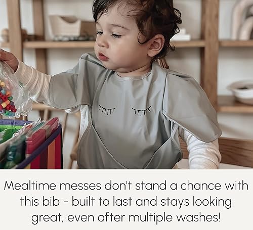 Miniatura 5 de SMOOCH Baberos de cobertura adicional para niñas, suministros de alimentación para bebés, baberos para bebés y niños pequeños, babero de tela