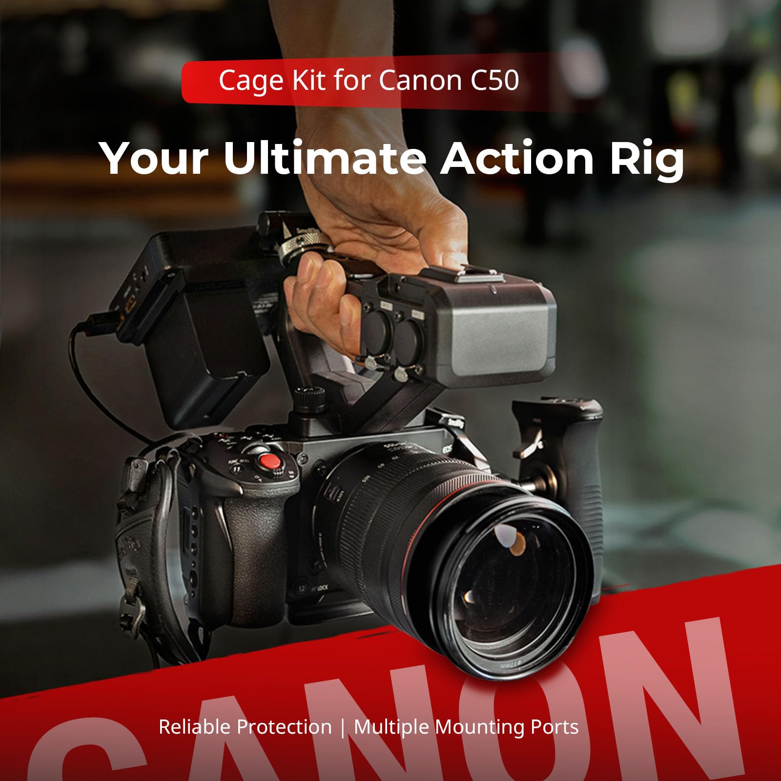 SMALLRIG Kit Cage pour Canon C50 avec Extension de Poignée XLR, Cage pour Caméra avec Griffe Porte-Accessoires, Serre-Câble pour HDMI, Plaque de Dégagement Rapide Intégrée pour Arca Trépied - 5657