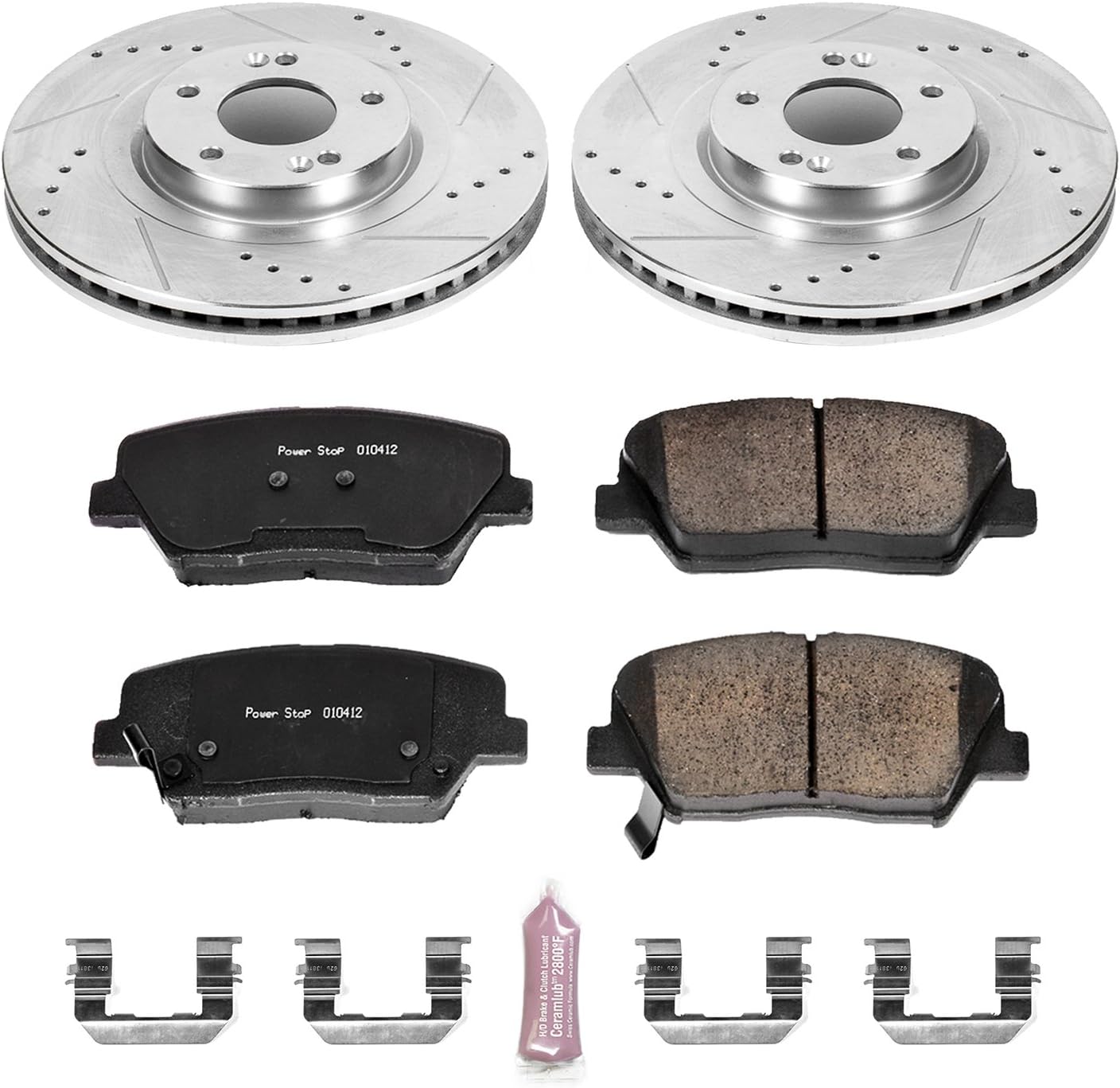 Bіg Sаlе Power Stop K6779 Front Z23 Carbon Fiber Brake Pads with Drilled & Slotted Brake Rotors Kit