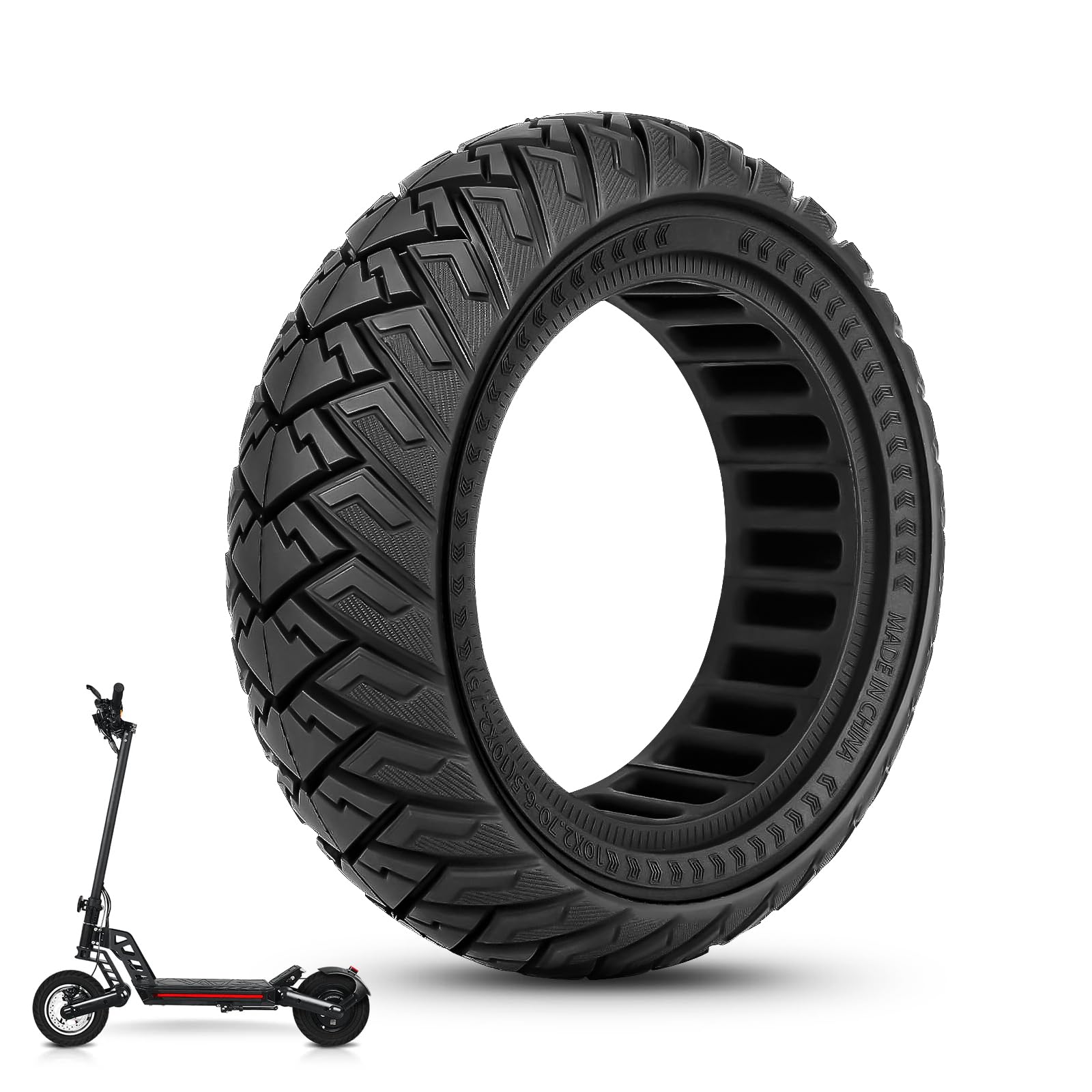 SYACHI 10x2.70-6.5 Solid Tyre, 10 Inches Solid Tire Puncture Proof Electric Scooter Tyres Replacement Wheel for Kugoo G-Booster G2 Pro Scooter Front/Rear Rubber Tires