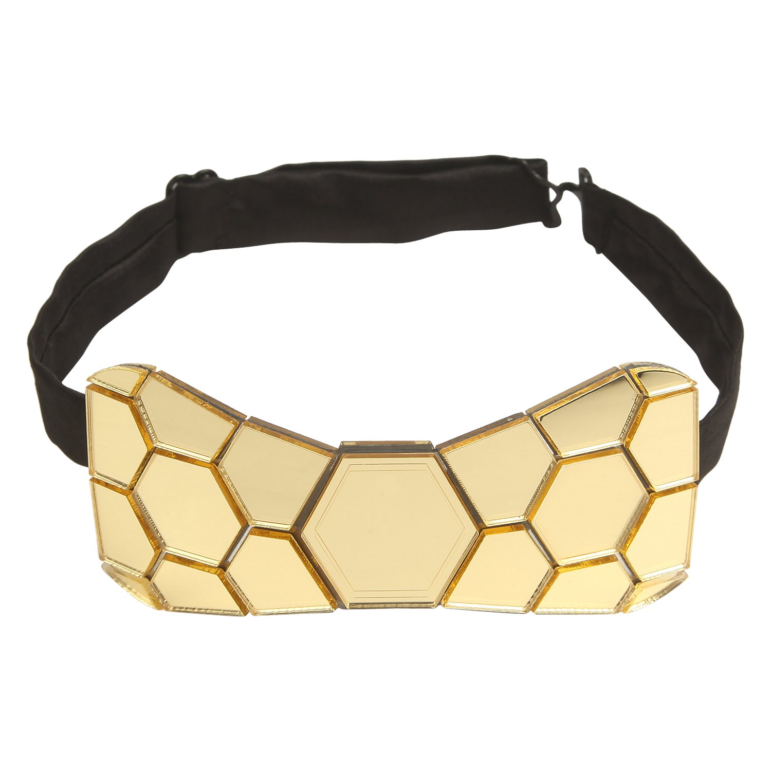 Hexagonal Mirror Gold Tech Bow