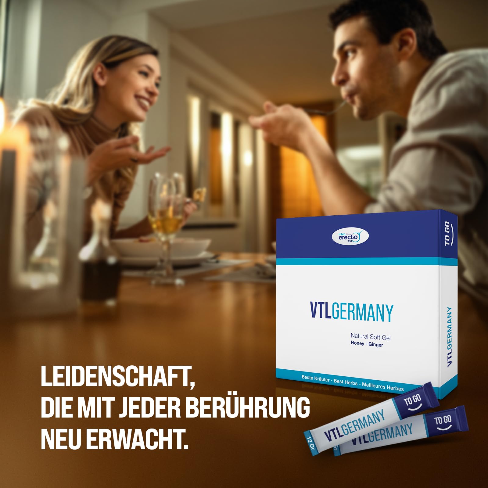 VTL Germany 12x12g Stick, Extra Stark für aktive Männer, HOCHDOSIERT Maca und Tribulus Herbal Gel Supplement
