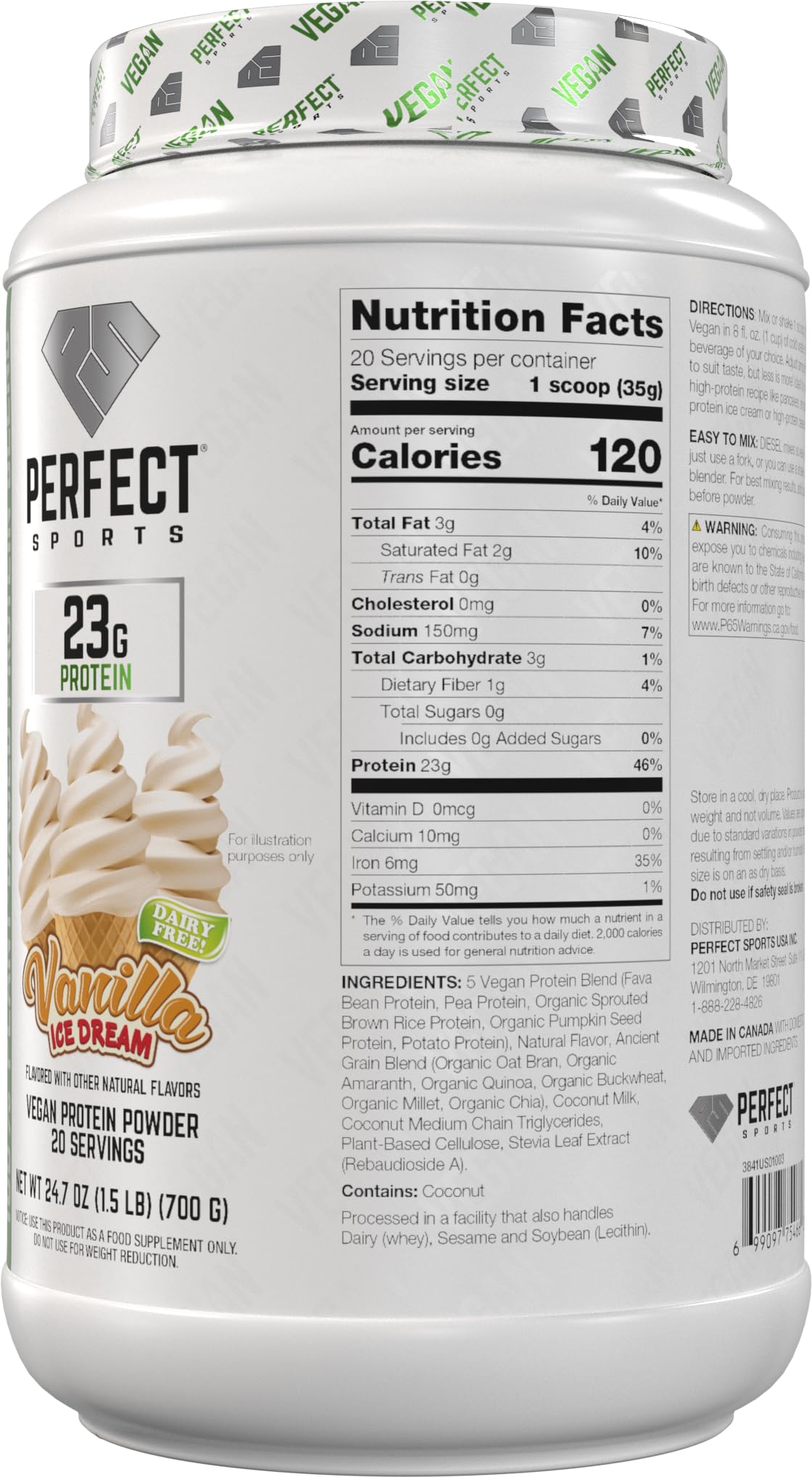 Perfect Sports Diesel Vegan 100% Plant-Based Protein (700g) Vanilla