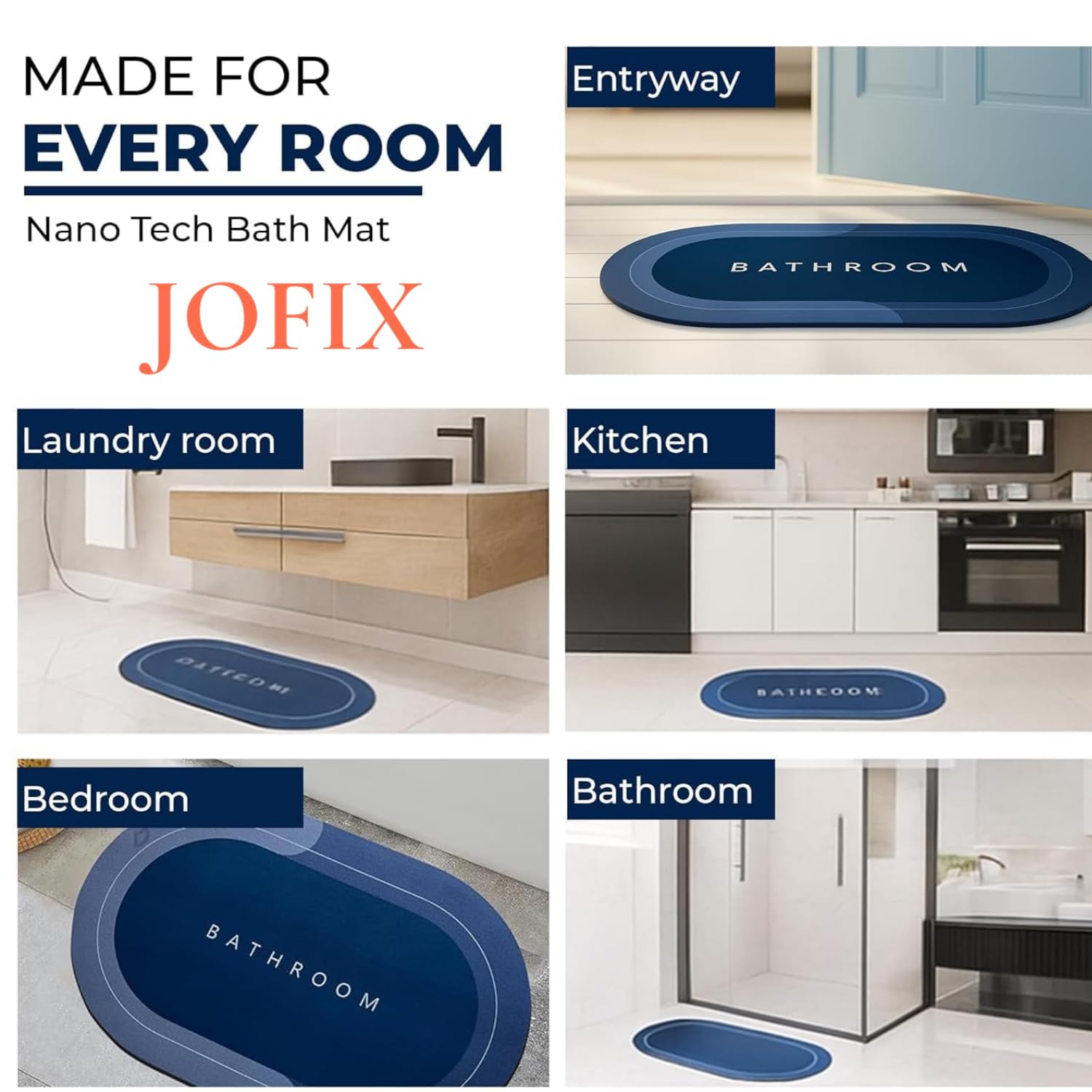 JOFIX Bathroom Mat Set - Quick Dry & Non-Slip -8 JOFIX Bathroom Mat Set - Quick Dry & Non-Slip -8