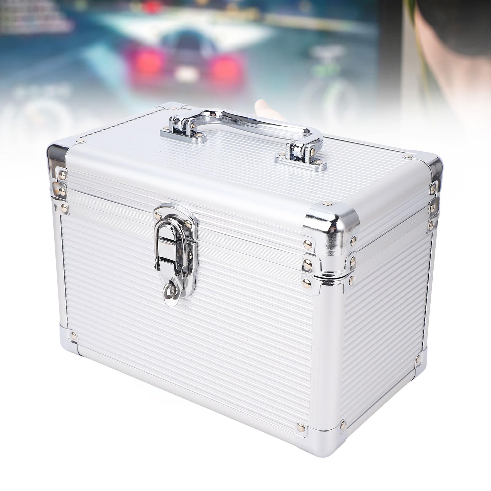 Custodia per CD DVD Custodia per organizer multimediale portatile in ABS ignifugo a 6 slot per auto da viaggio per ufficio domestico Nero 25x20x17 cm