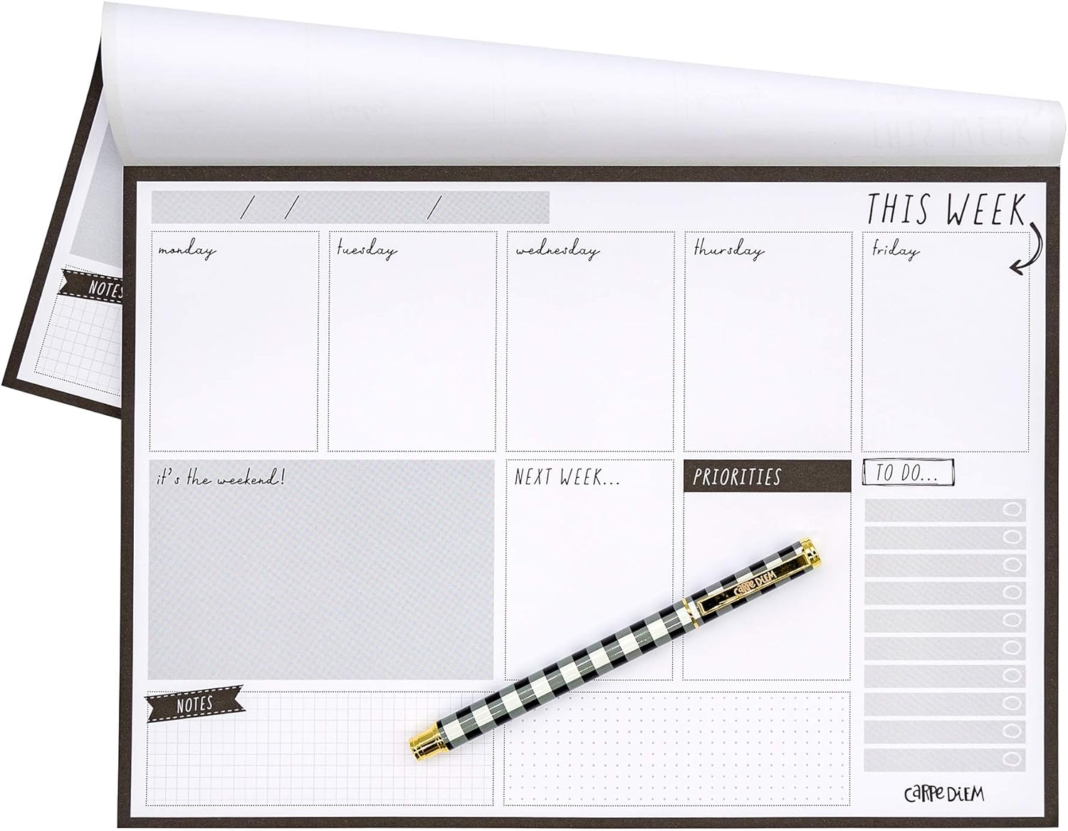 Pukka Pad, Carpe Diem, Weekly Planner Pad, Black