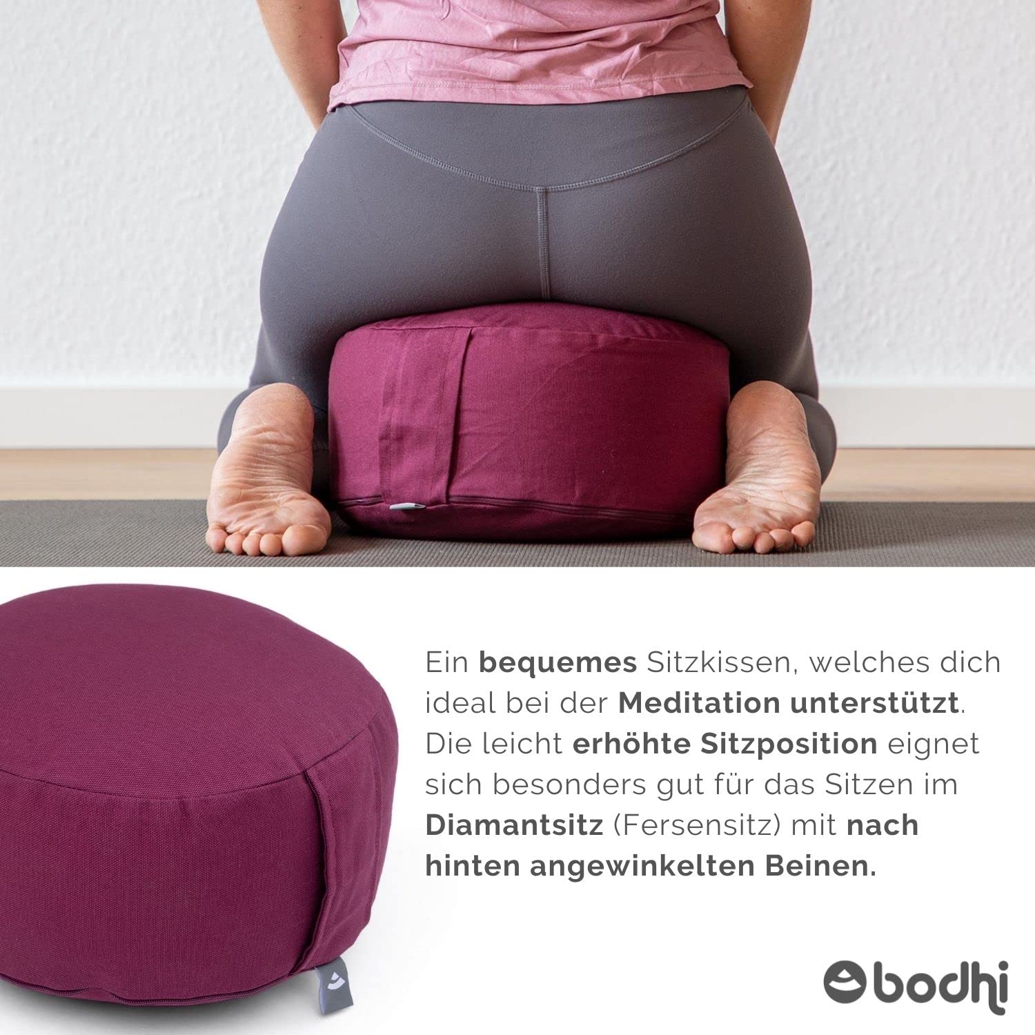 Bodhi Yoga - Cuscino da meditazione "Rondo Basic", con rivestimento removibile, dimensioni: 28 x 17 cm
