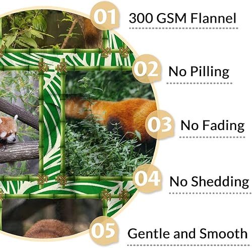 Miniatura 4 de Manta de panda rojo para niños, suave, mullida y acogedora, manta tamaño cuna de 40 x 50 pulgadas para sofá, oficina, manta cálida verde para regalo