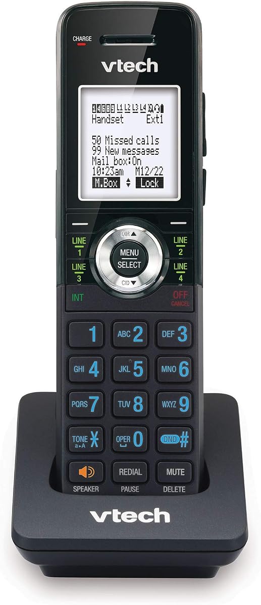 AM18047 Auricular accesorio inalámbrico para sistema telefónico de 4 líneas para pequeñas empresas AM18447 - DECT 6.0, altavoz dúplex completo, identificador de llamadas, ampliable, negro