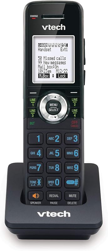 AM18047 Auricular accesorio inalámbrico para sistema telefónico de 4 líneas para pequeñas empresas AM18447 - DECT 6.0, parlante dúplex completo, identificador de llamadas, ampliable, negro