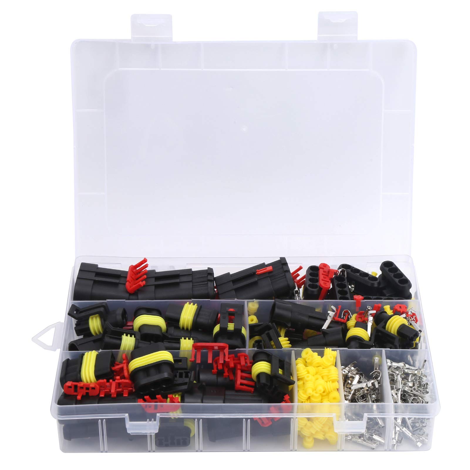 352Pcs Waterproof Connector Plug Kit,ABS Silicone Electrical Connector Set DT Connector Kit Plug Nickel Plated Copper Automotive Connector for Motorcycles, Scooters, Car, Trucks, Etc