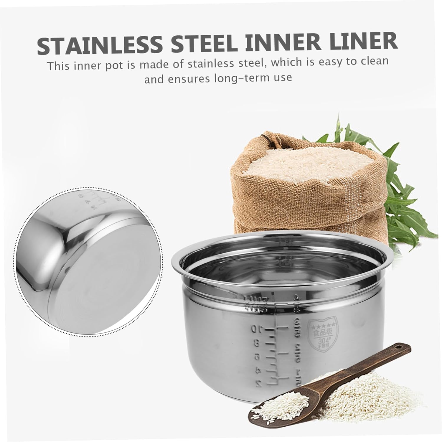 Rice Cooker Stainless Steel Inner Bowl Electric Pressure Cooker Liner Metal Inner Pot Rice Draining Basket Steamer Basket Healthy Cooking Easy Clean