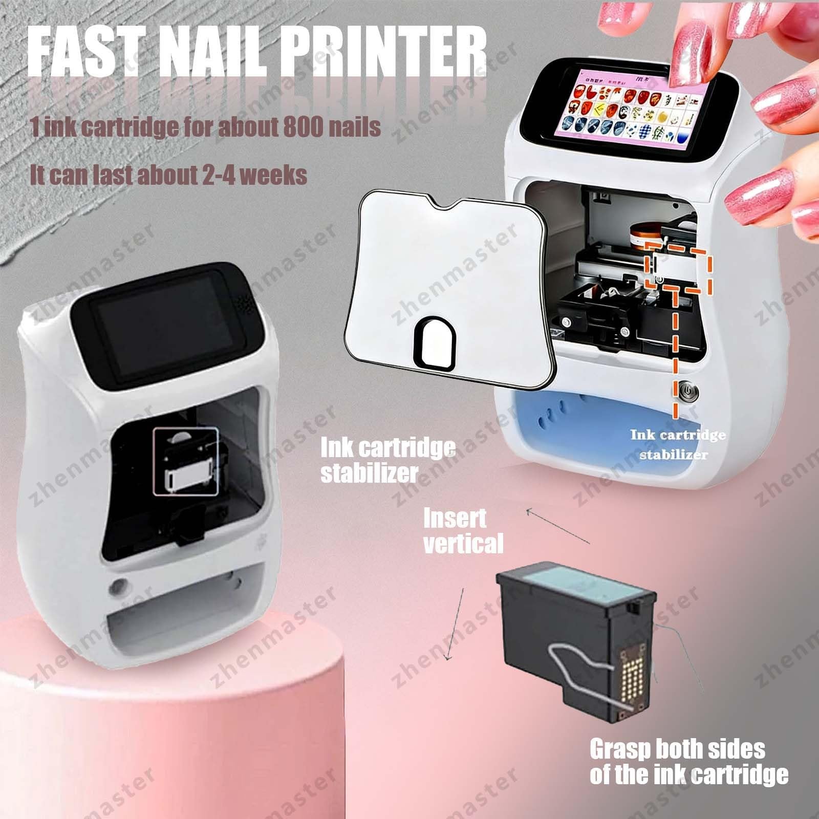 Stampante Nail Art Digitale Automatica Con 2400DPI E Display Touch 5", Stampante Unghie 3D Professionale Con App Wireless E Lampada U-V LED, Ideale Per Casa, Eventi, Studi E Saloni(Machine)