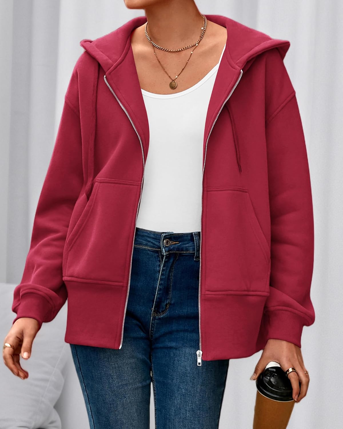 BTFBM Hoodies for Women Zip Up jacket Drawstring Spring Fashion 2026 Trendy Long Sleeve Sweatshirt Clothing Outfits - Image 2