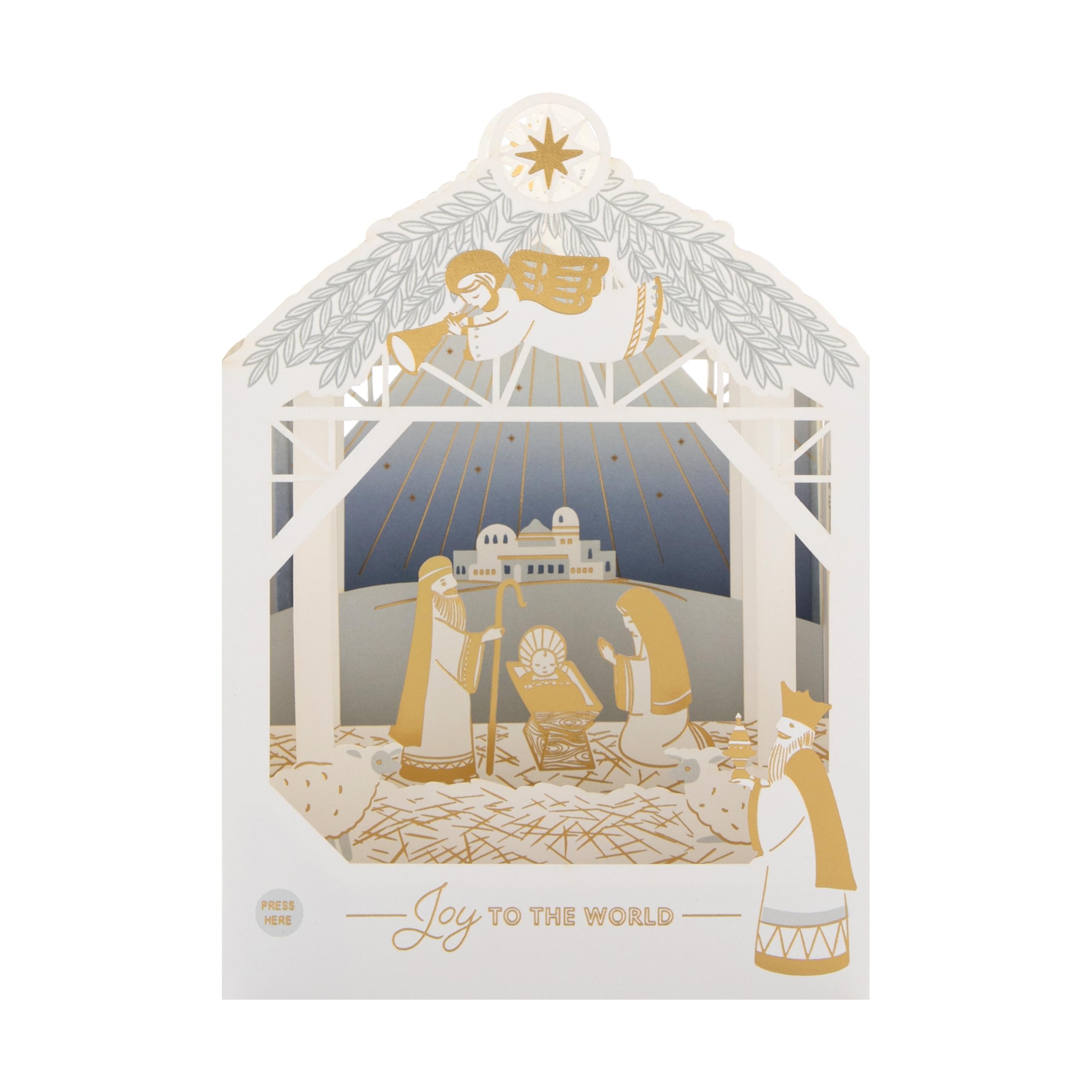 Hallmark Musical Christmas Card, Nativity Scene, 3D & Pop Up Shadowbox Christmas Card, Light Up Card, Multicoloured - Image 2