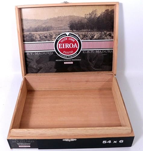 Miniatura 5 de Eiroa Salud Amor Pesetas CBT Maduro - Caja vacía de madera para cigarros (9.25 x 7 x 2.5 pulgadas)