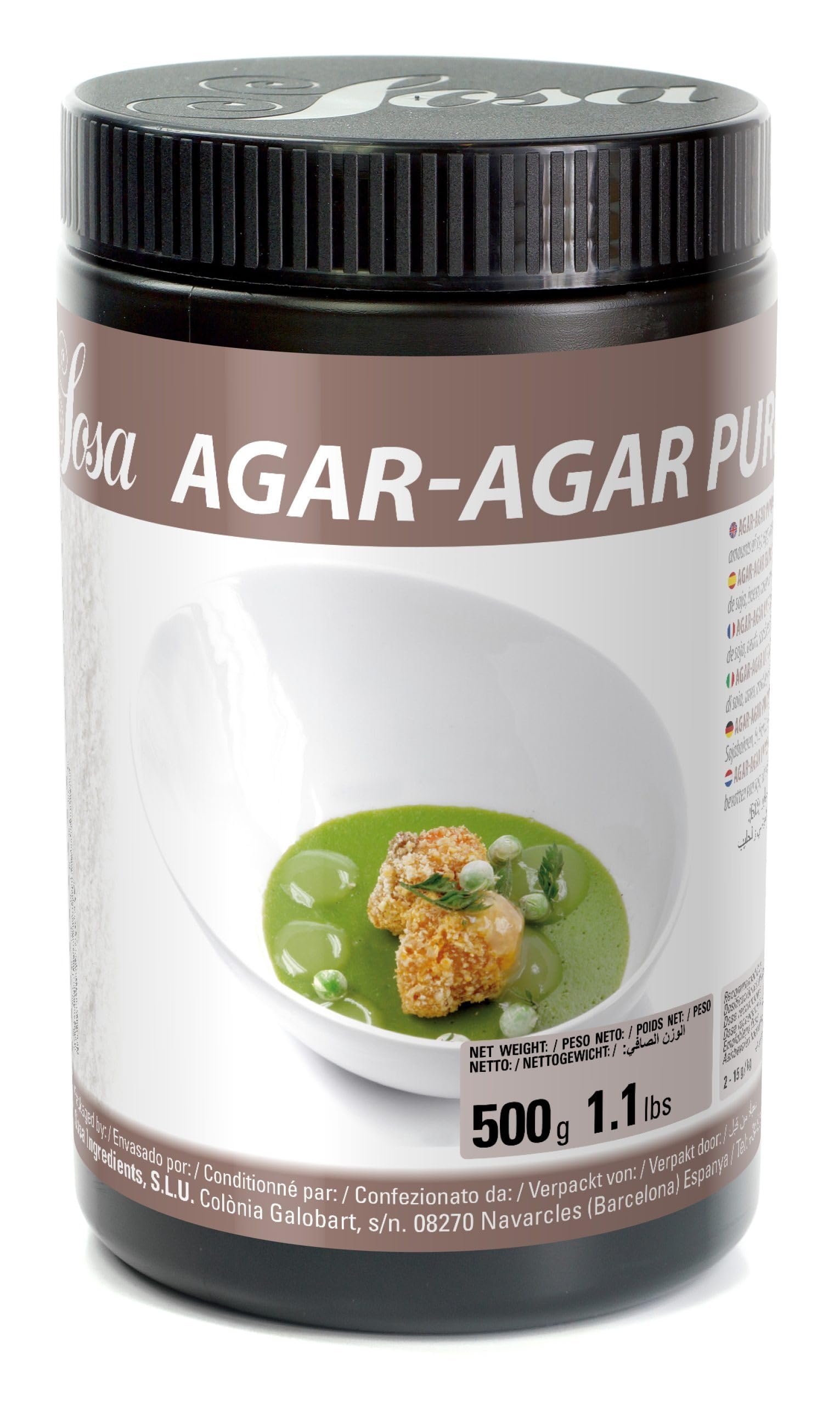 SOSA Agar agar puro in polvere - Gelificante di origine vegetale - Barattolo 500 gr