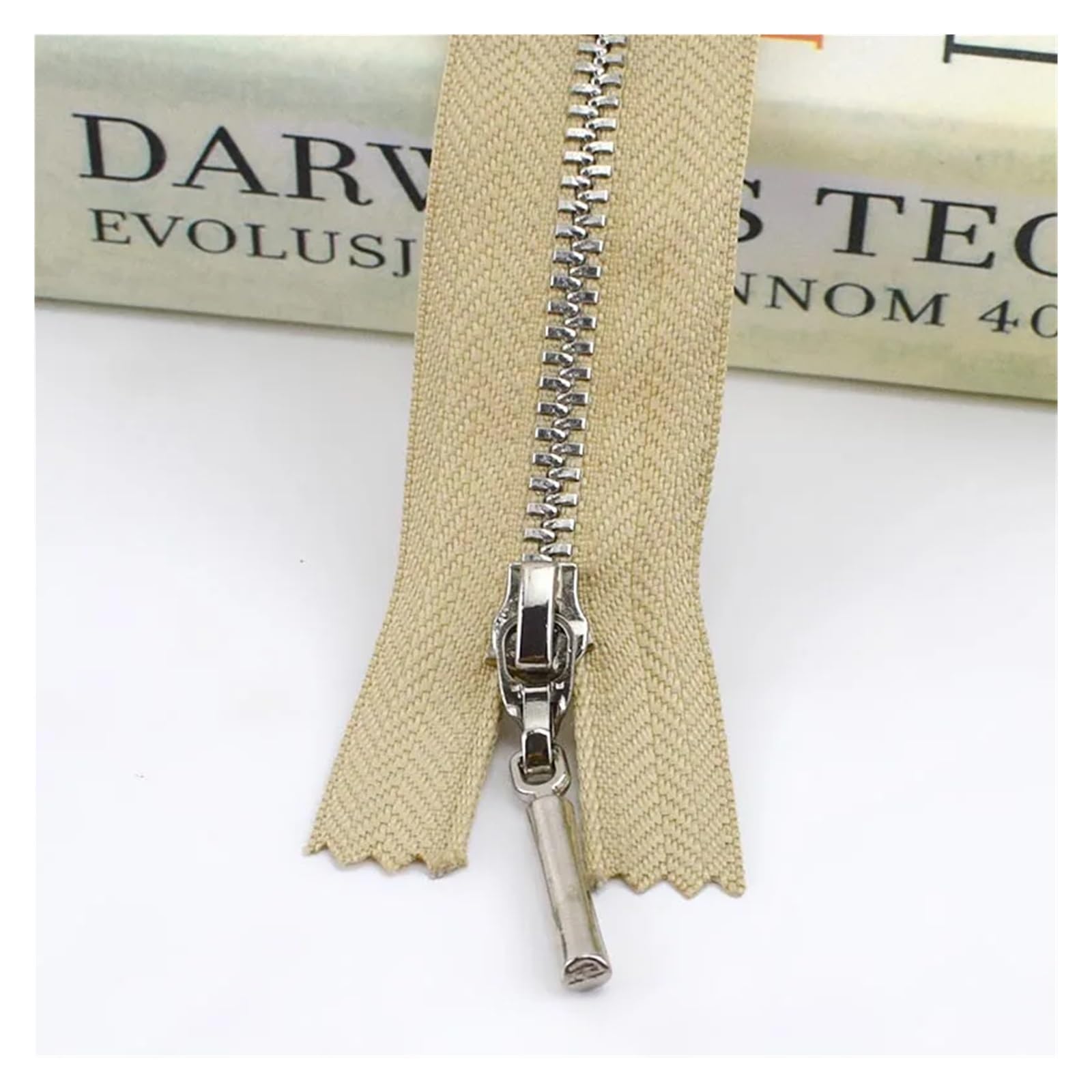 3 Metal Zipper Silver Teeth Multicolor 15-70cm 2/5 Pcs(Khaki,OPEN-END-70CM-2PC)