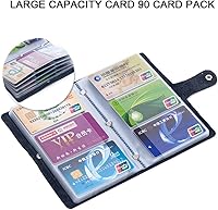 Vista 2 de iSuperb Funda de cuero para tarjetas de crédito, cierre a presión, organizador de tarjetas de identificación de negocios, libro de tarjetas