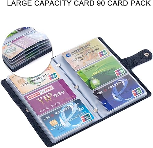 Miniatura 2 de iSuperb Funda de cuero para tarjetas de crédito, cierre a presión, organizador de tarjetas de identificación de negocios, libro para tarjetas de