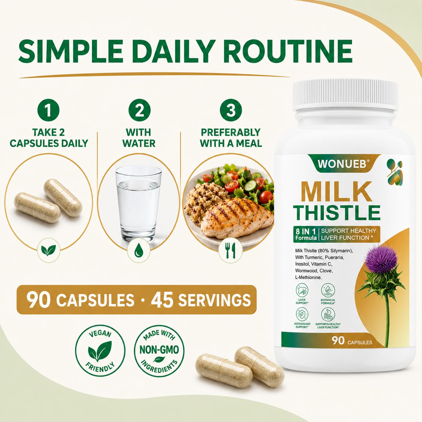 Milk Thistle, 80% Silymarin, Liver & Digestive Support*,90 Capsules — Amazon image 7
