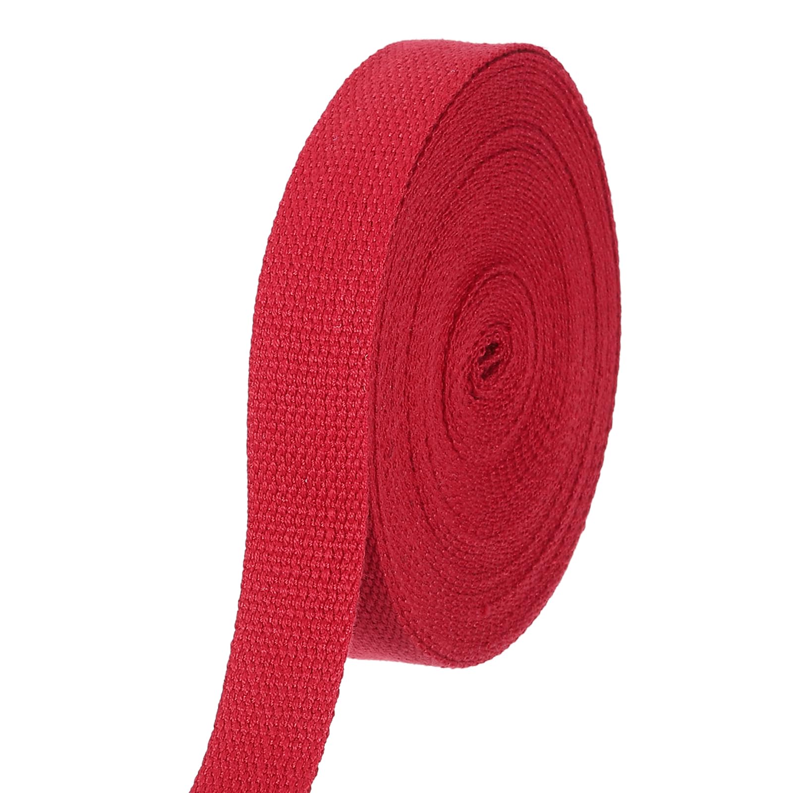 sourcing map Cotton Webbing 1 Inch 11 Yard Polyester Cotton Weave Webbing Strap Twill Tape Ribbon for Arts and Crafts Webbing Tote Bag Handles Cloth Belt Making Outdoor Supplies, Red