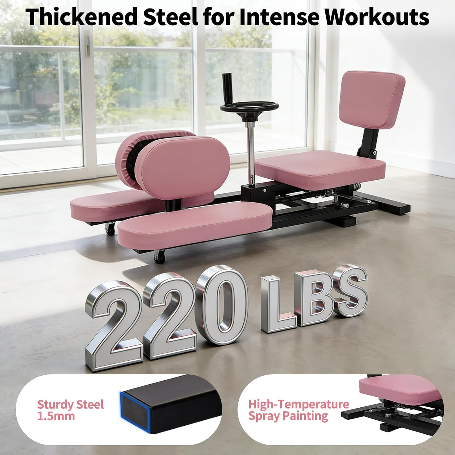 Leg Stretcher Machine for Splits, 0-210° Adjustable Leg Stretching for Flexibility Training, 220LBS for Ballet, Dance,Yoga, Flexibility Stretching Equipment to Relieving Leg Muscl, Exercise, Pink