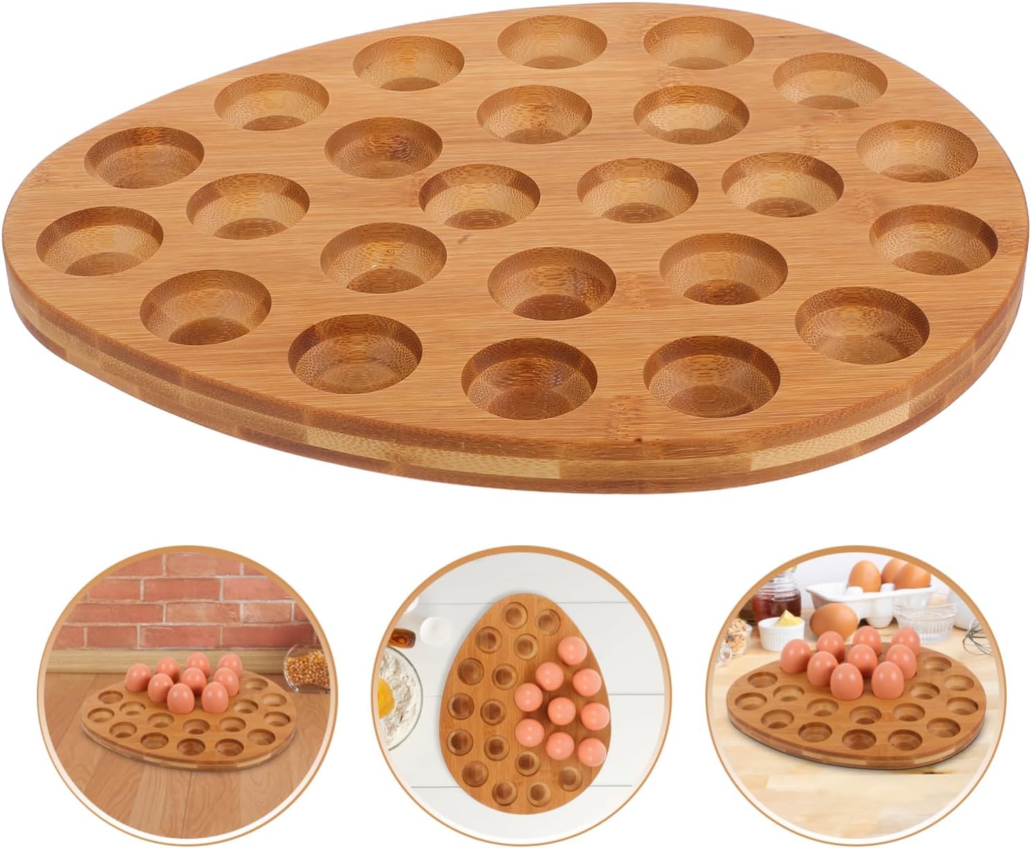 Luxshiny Wooden Tray for Eggs for Kitchen and Refrigerator Polished Finish Display and Storage Aesthetic Design