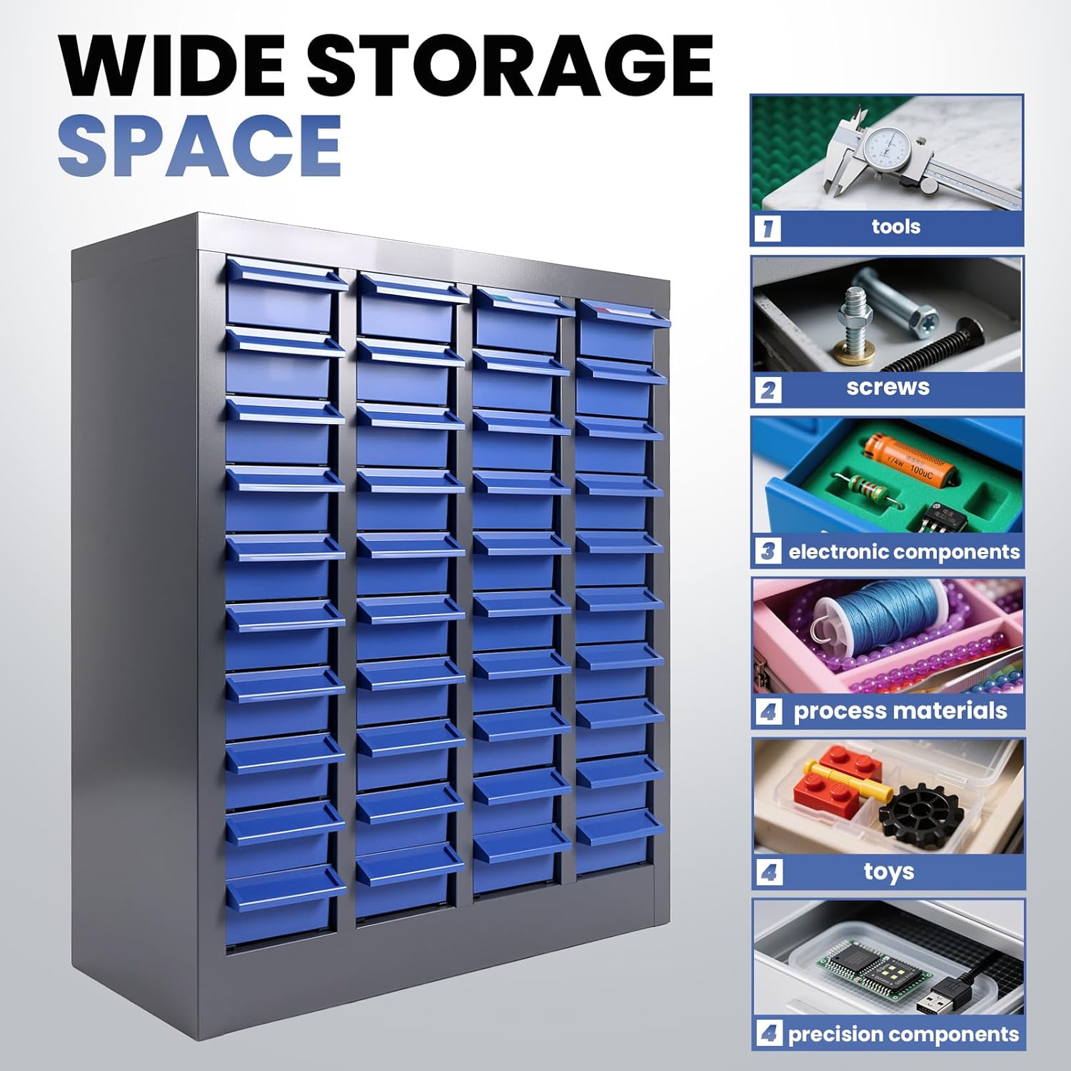 40 Drawer Alloy Steel Nut and Bolt Organizer, ABS Material Parts Cabinet, 21" L×9" W×25" H Nuts and Bolts Organizers and Storage, Bolt Bins Organizers for Shop Garage Workshop