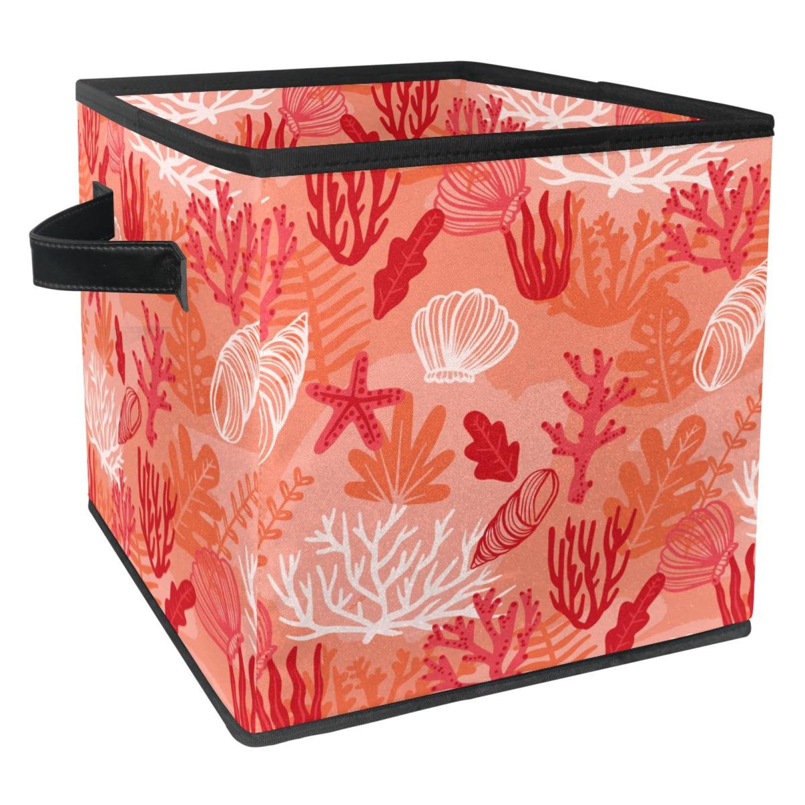 Boîte de rangement pliable pour jouets et chambre enfant cube rouge motif mer
