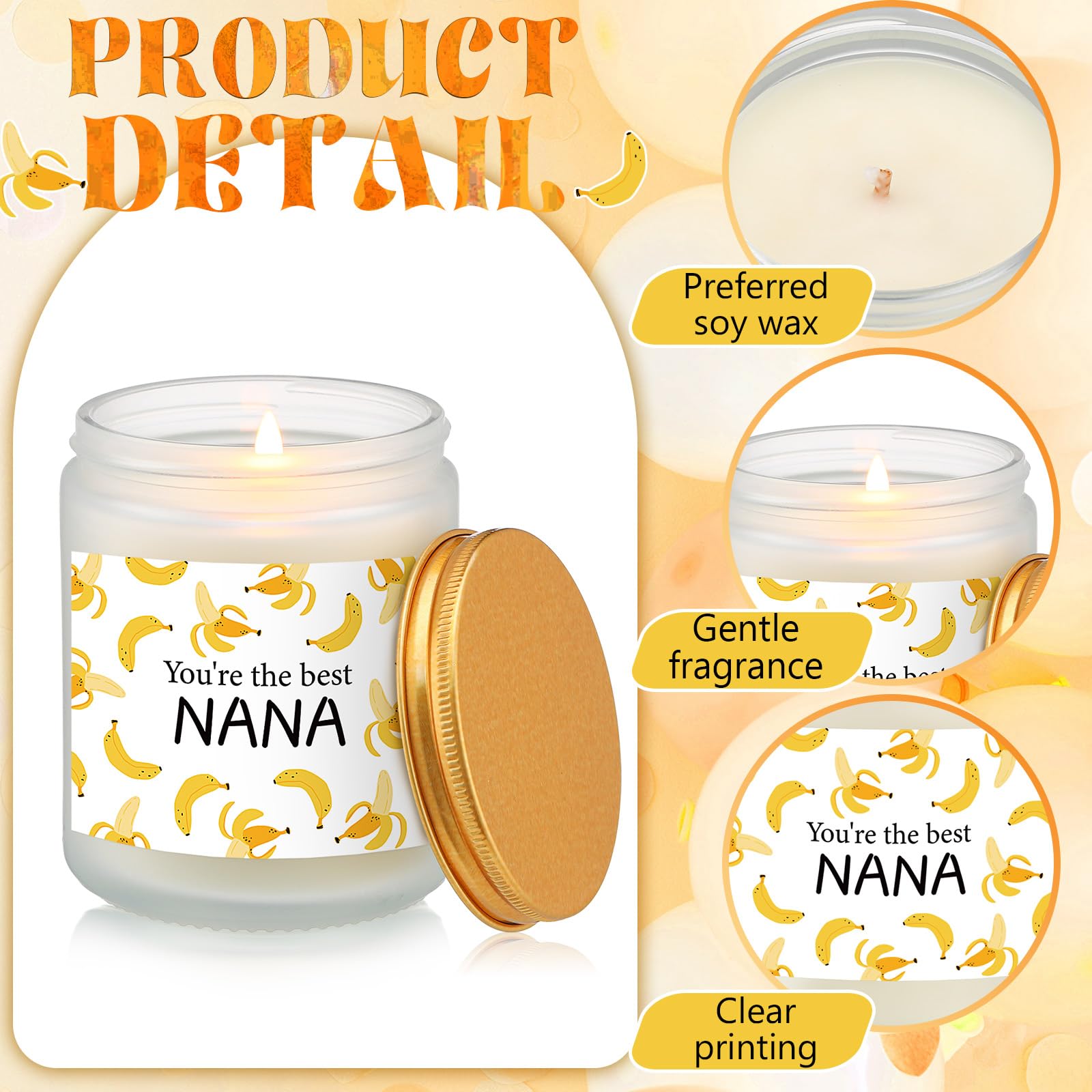 Amazon.com: MTLEE Nana Banana 7oz Candle - Funny Nana Birthday