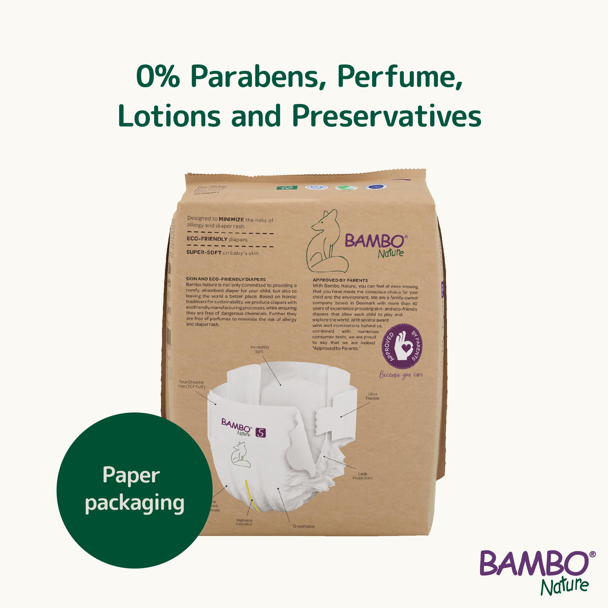 Pañales para bebé Bambo Nature Talla 5-12 a 18kg (PACK 6 X 22UN)