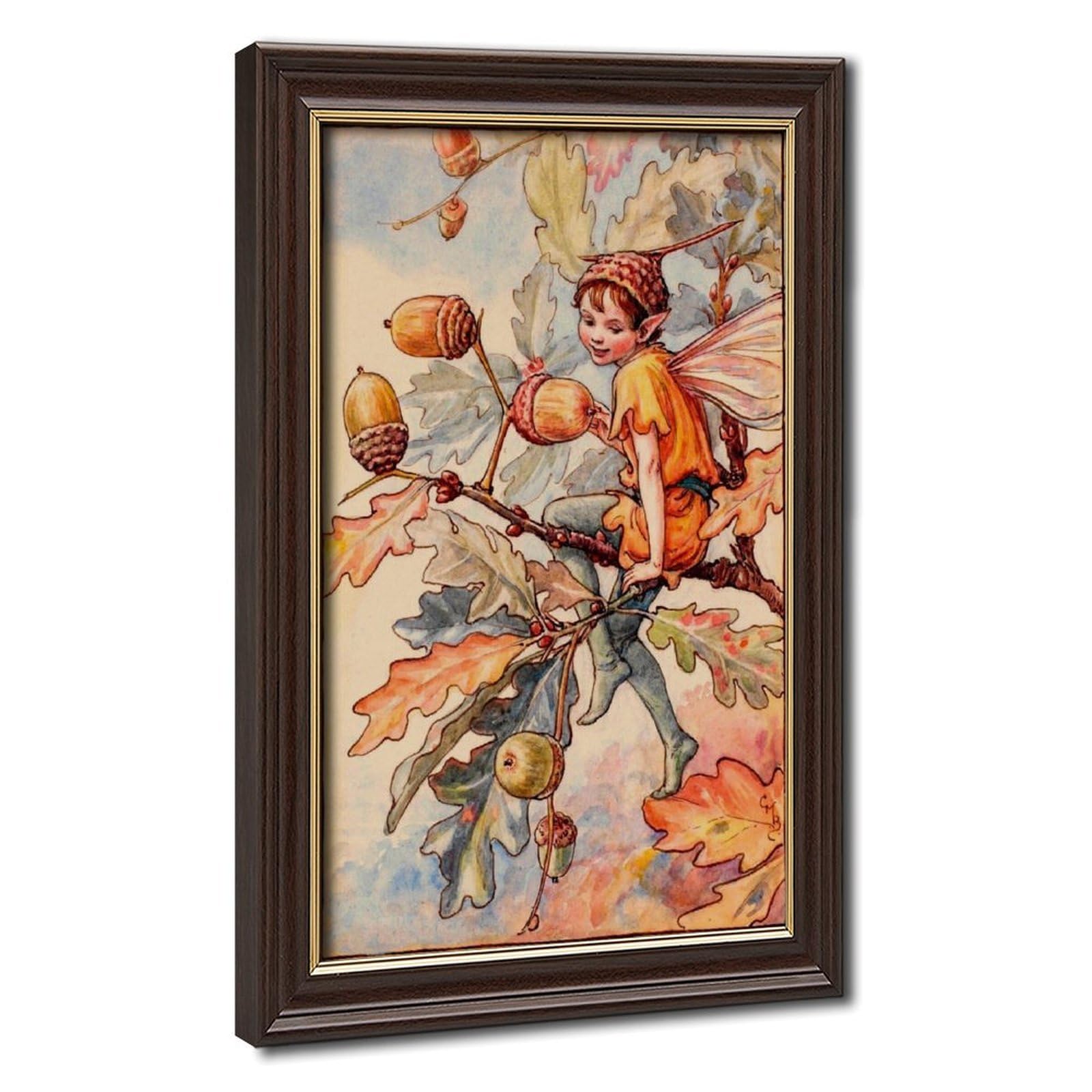 WCYB Acorn Fairy by Cicely Mary Barker Prints Posters Canvas Deco Paintings Wall Art For Office Hangable Frame 8" L X 12" W