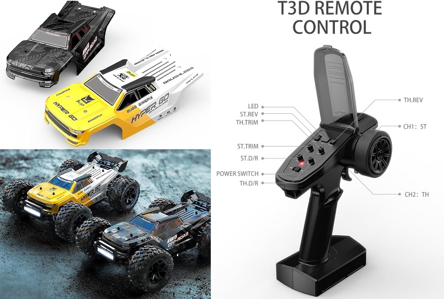 Mjx Hyper go 14207 Rc Truck 4x4 Rc Brushless Rc Truck Electric Powered RC Car Brushless Motor and Esc, Rc Cars for Adults,1/14 4wd High Speed Rc Cars Drift for Adults