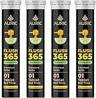 Vista 10 de Auric Flush365 efervescentes 40 tabletas de apoyo digestivo a base de hierbas con trifala, isabgol, aceite de ricino y senna Sabor miel a limón
